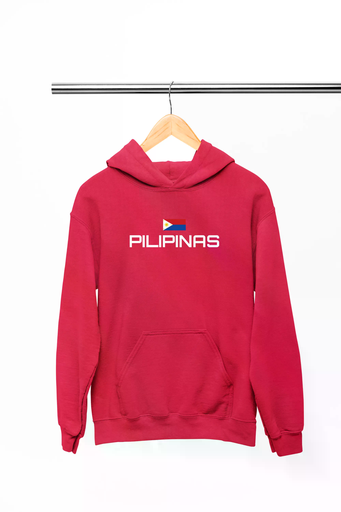 Pilipinas and Flag v2 Hoodie (Red, S)