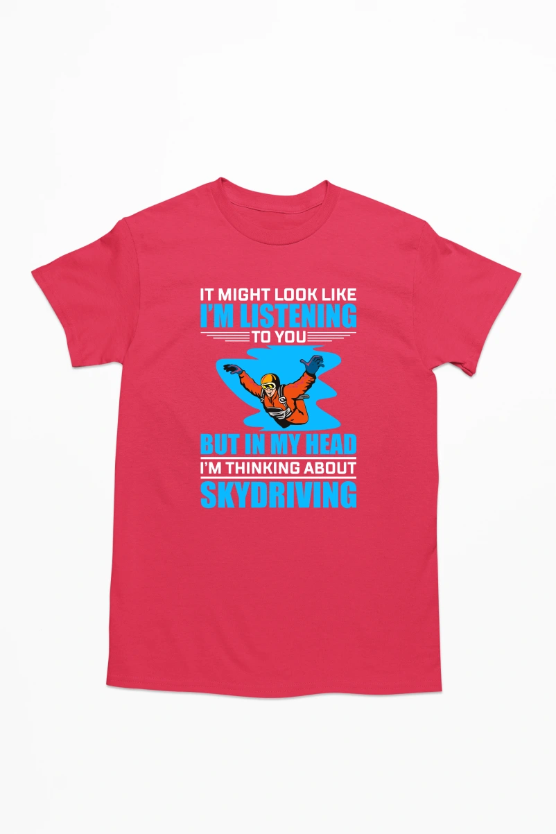 It Might Look Like I'm Listening to you Men's Tshirt (Red, S)