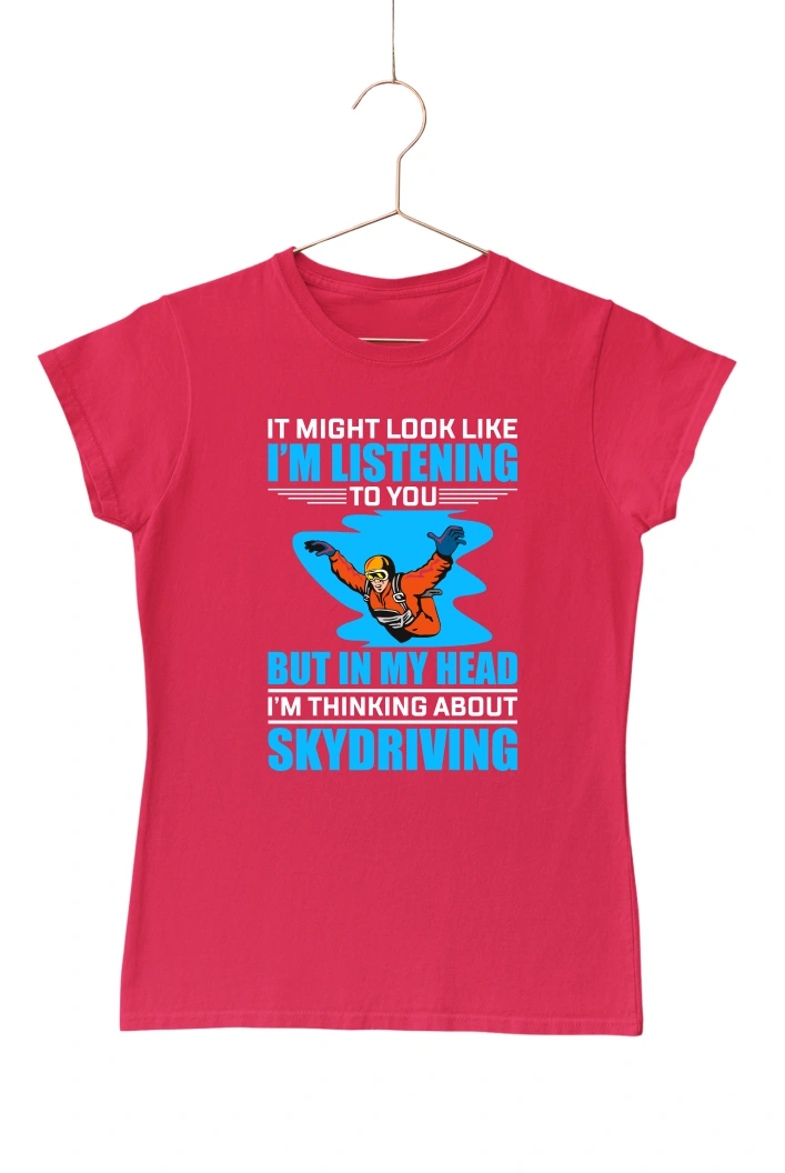 It Might Look Like I'm Listening to you Women's Tshirt (Red, S)