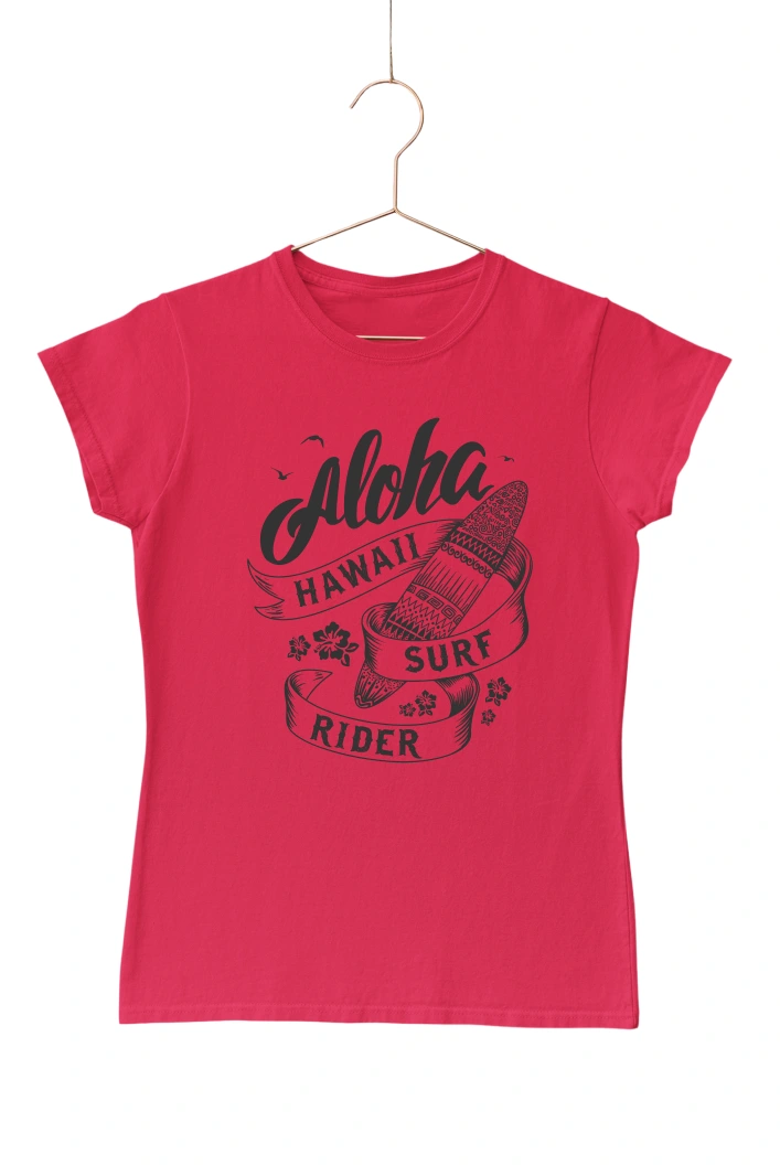 Aloha Hawaii Surf Rider Women's Tshirt (Red, S)