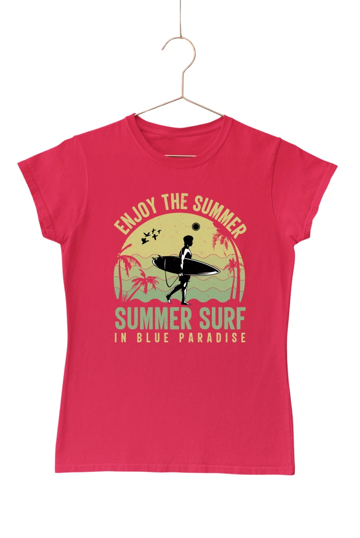 Enjoy the Summer in Blue Paradise Women's Tshirt (Red, S)