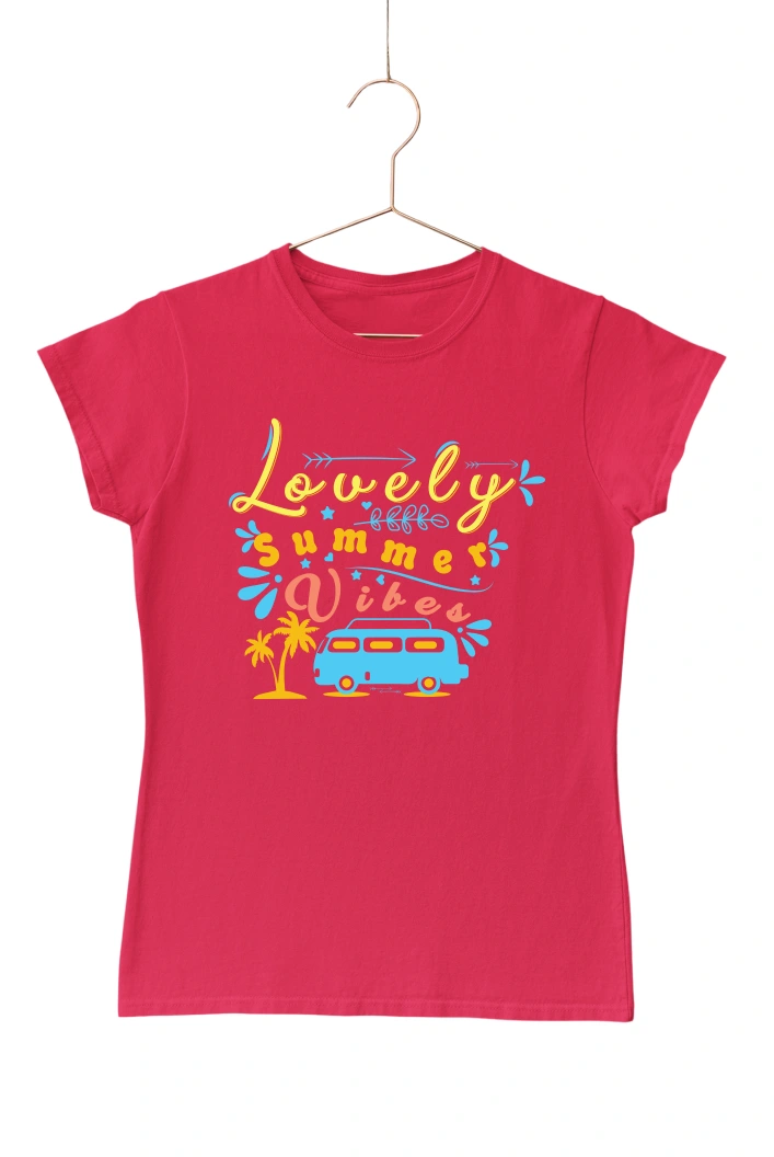 Lovely Summer Vibes Women's Tshirt (Red, S)