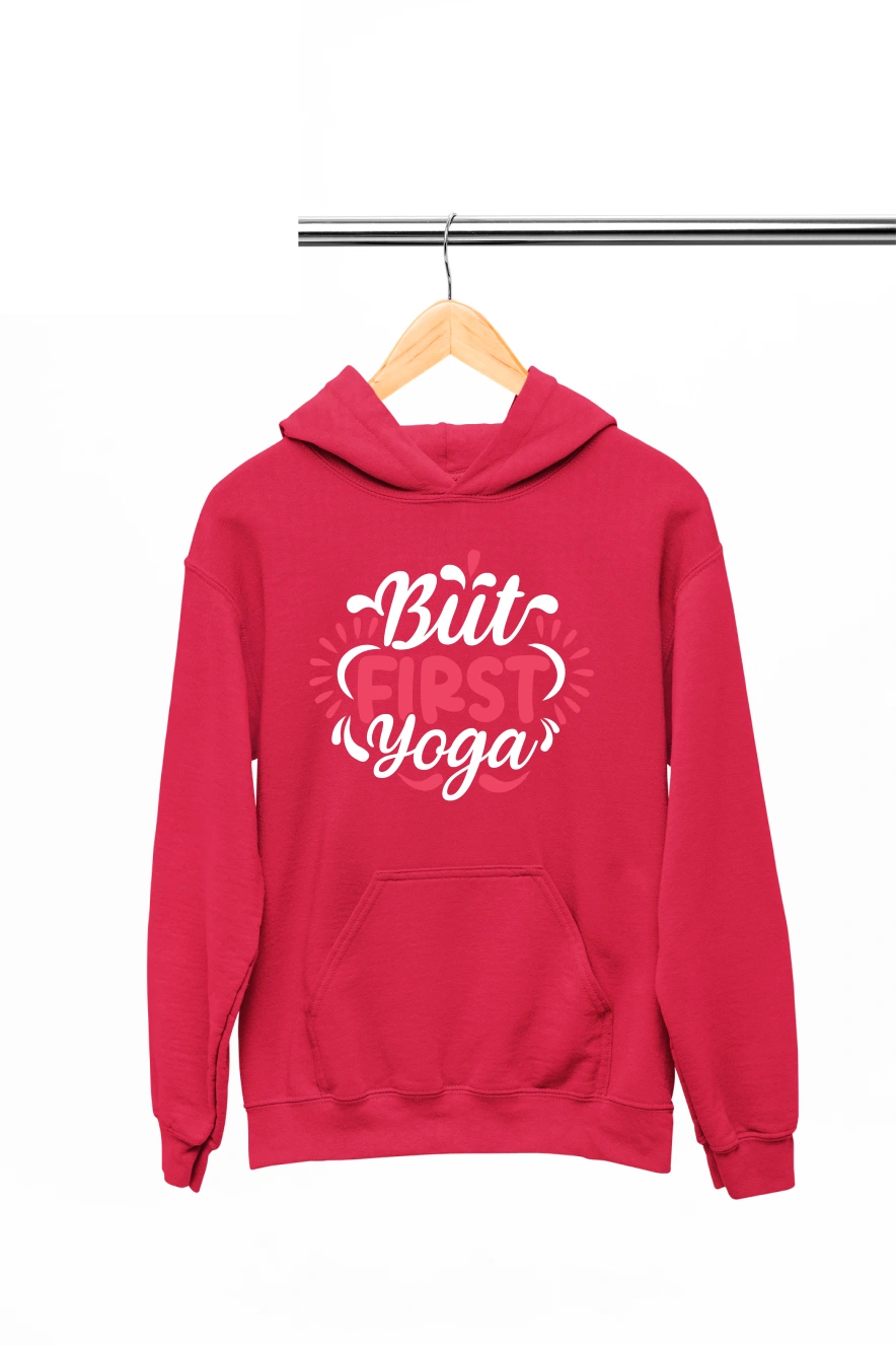 But First Yoga Hoodie (Red, S)