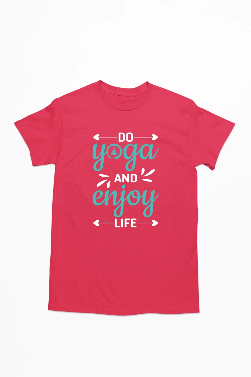 Do Yoga And Enjoy Life Men's Tshirt (Red, S)