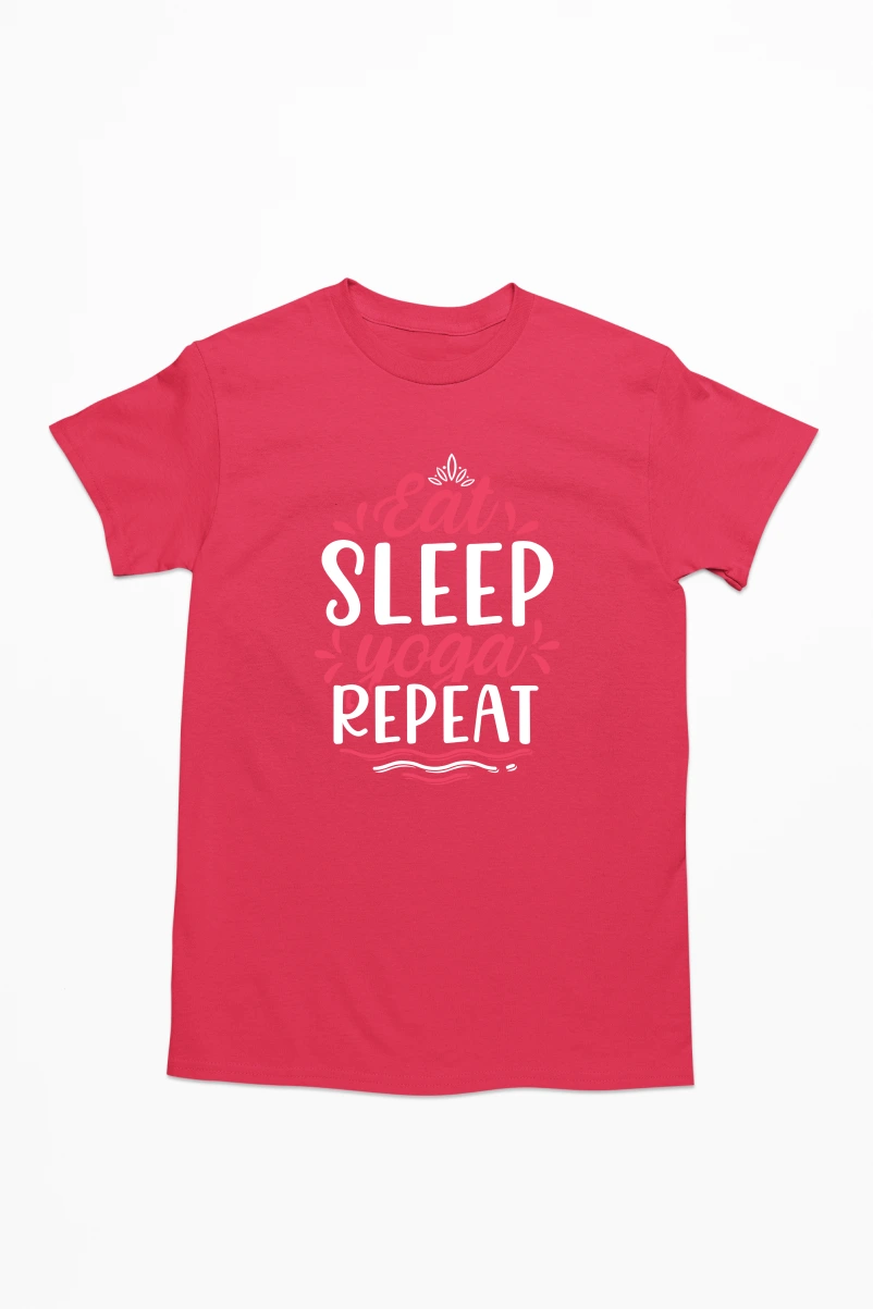 Eat Sleep Yoga Repeat Men's Tshirt (Red, S)