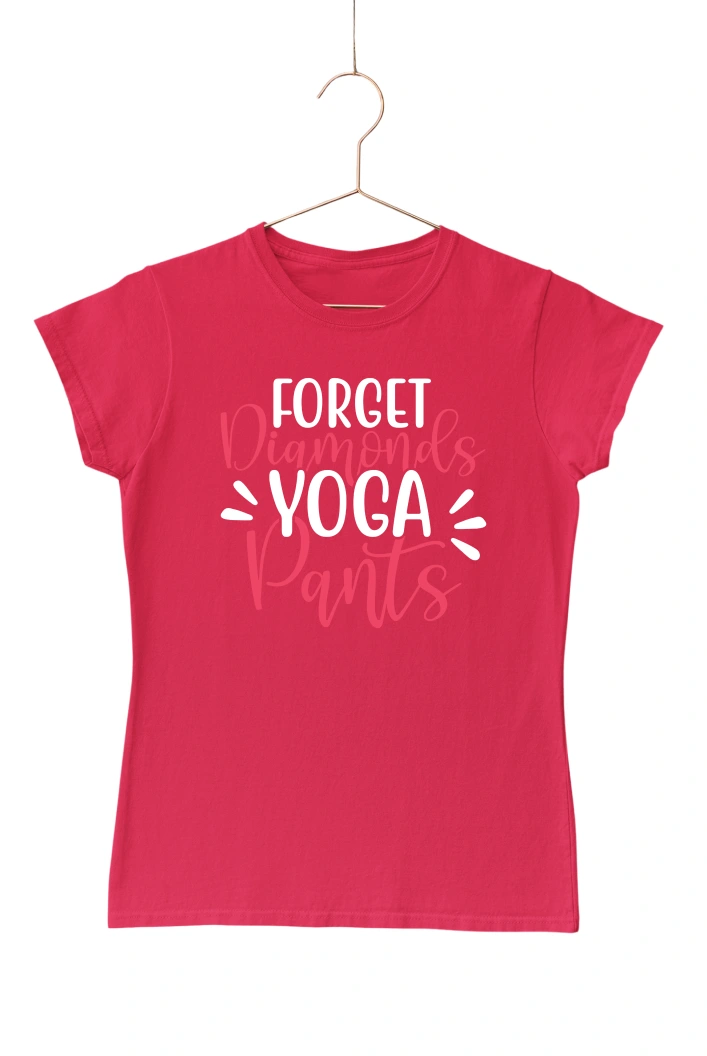 Forget Diamonds Yoga Pants Women's Tshirt (Red, S)