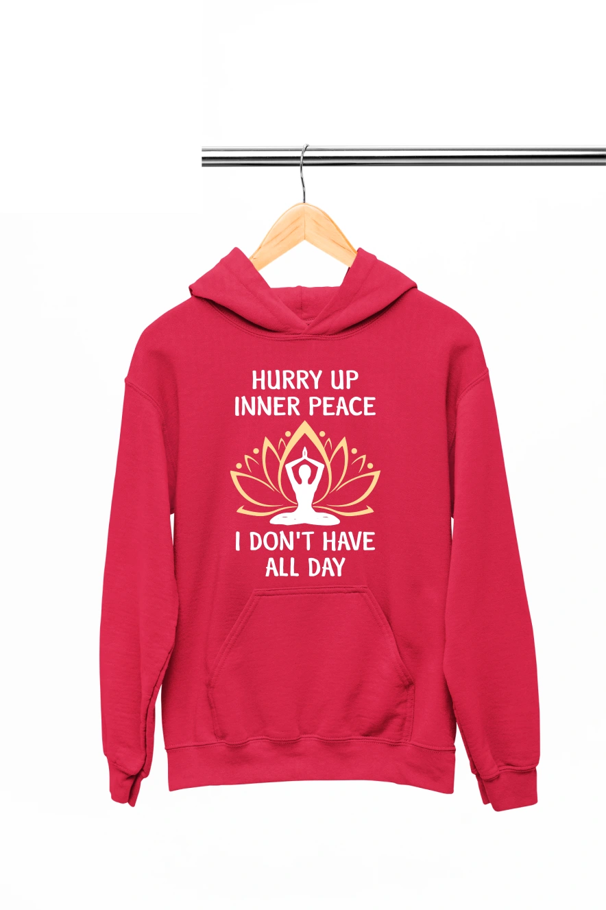 Hurry Up Inner Peace Hoodie (Red, S)