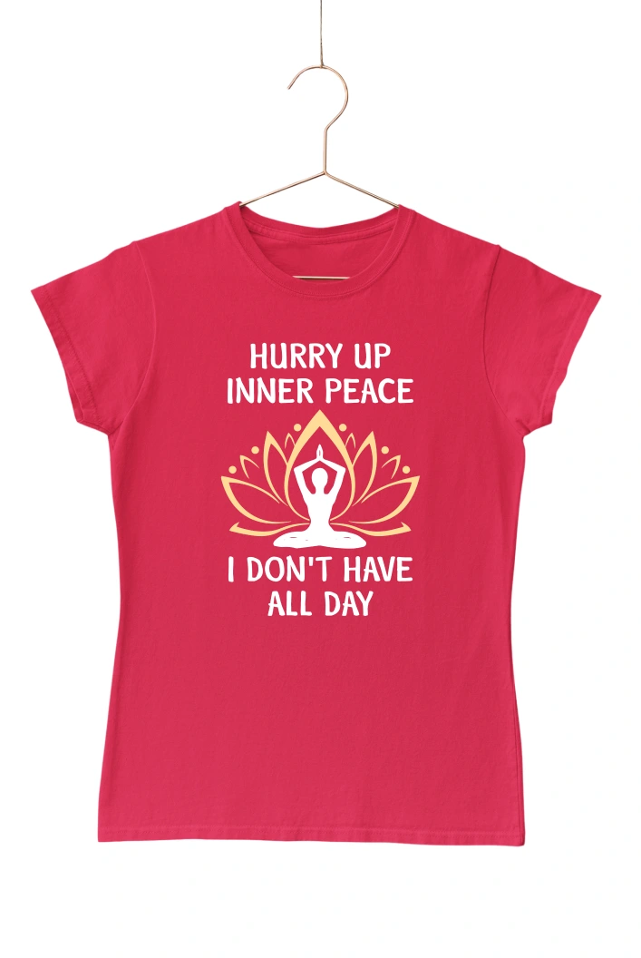Hurry Up Inner Peace Women's Tshirt (Red, S)