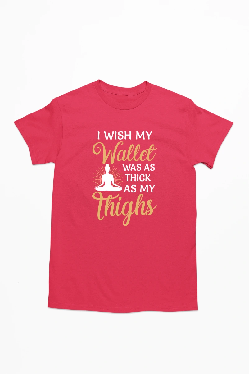 I Wish My Wallet was as Thick as my Thighs Men's Tshirt (Red, S)