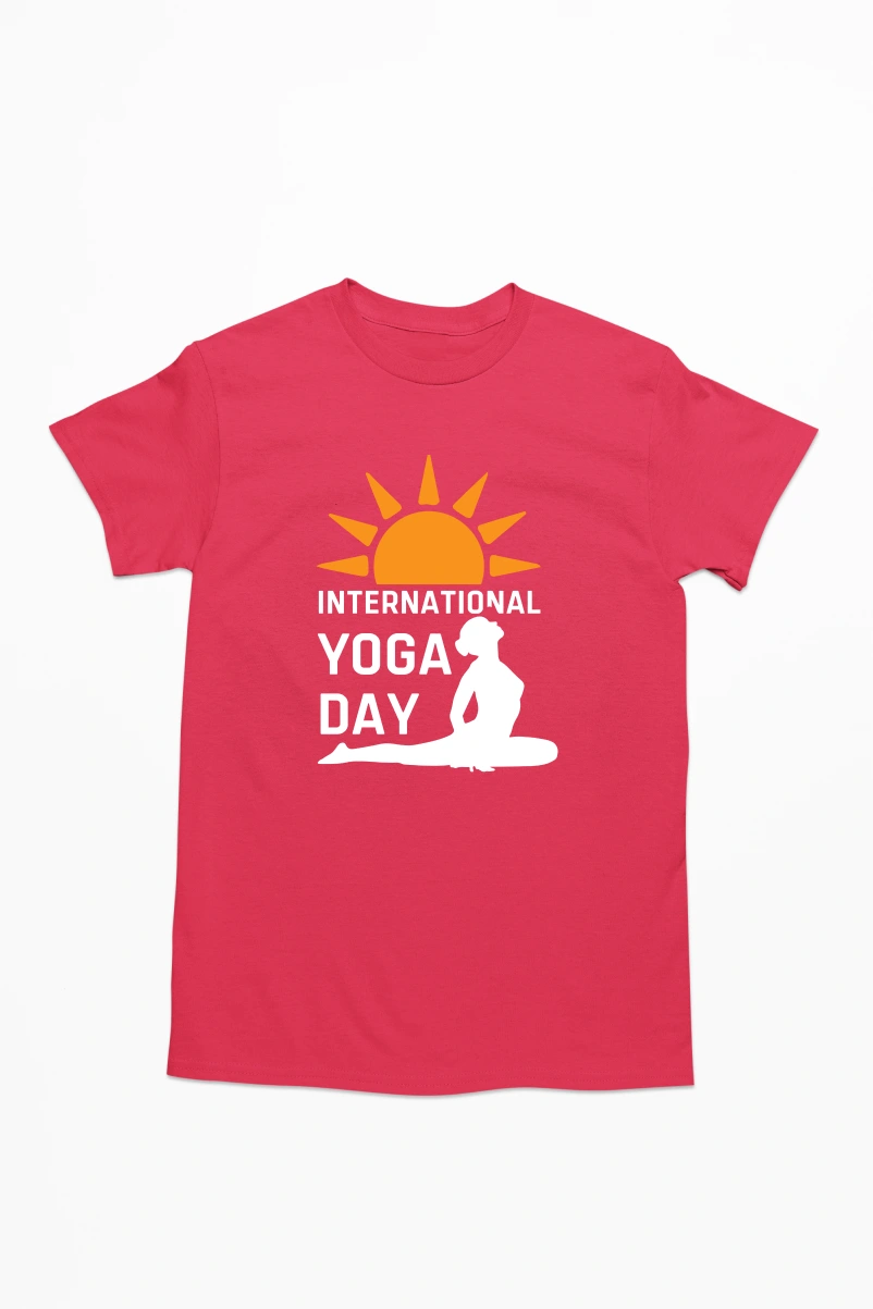 International Yoga Day Men's Tshirt (Red, S)