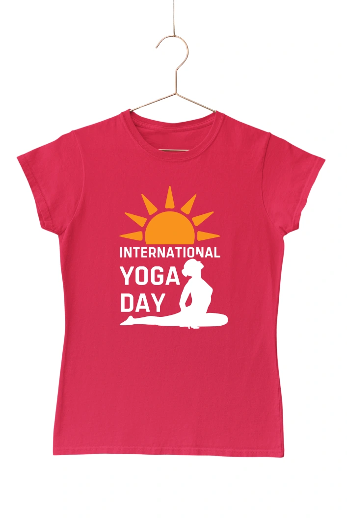International Yoga Day Women's Tshirt (Red, S)