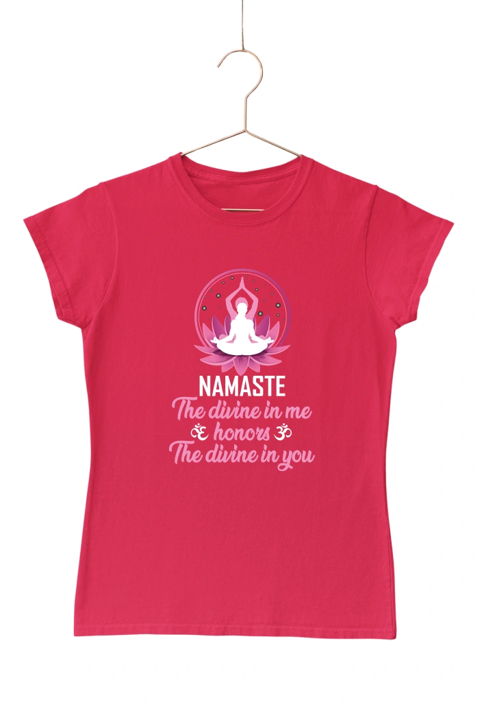 Namaste the Divine in Me Women's Tshirt (Red, S)