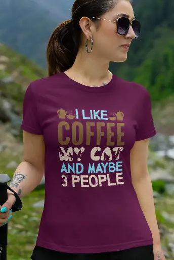 I Like Coffee My Cat and Maybe 3 People Women's Tshirt